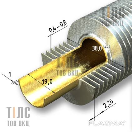 Brass Ribbed Tube (finned pipe) 19x1x38