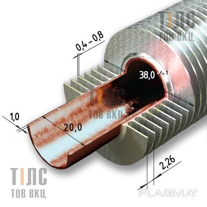 Copper Aluminum Ribbed Tube (finned pipe) 20x1x38