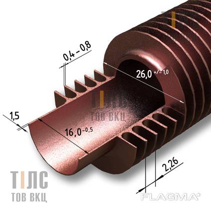 Copper Ribbed Tubes (finned pipe) 19x1.5x25