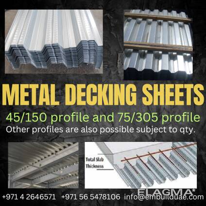 DECKING SHEETS , 45/150 Decking sheets, 75/302 Decking sheets Dubai/UAE/Oman/Qatar/Kuwait