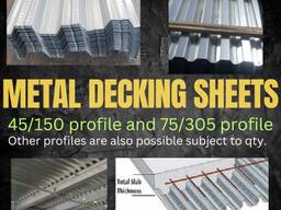 DECKING SHEETS , 45/150 Decking sheets, 75/302 Decking sheets Dubai/UAE/Oman/Qatar/Kuwait