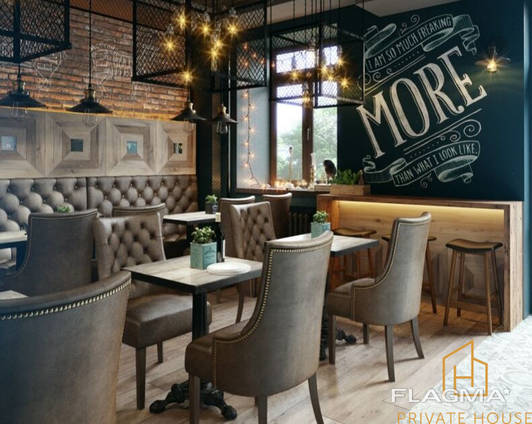 Design for office, bank, restaurant, bar, beauty salon