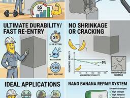 REKSFAB-10P Non-Shrink Fiber-Reinforced Repair Micro-Concrete (35 kg: 25 kg Bag 10 kg Bu